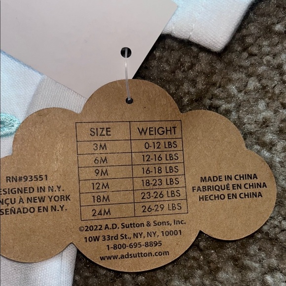 Baby Essentials White and Green Dinosaur Matching Set - Picture 6 of 7